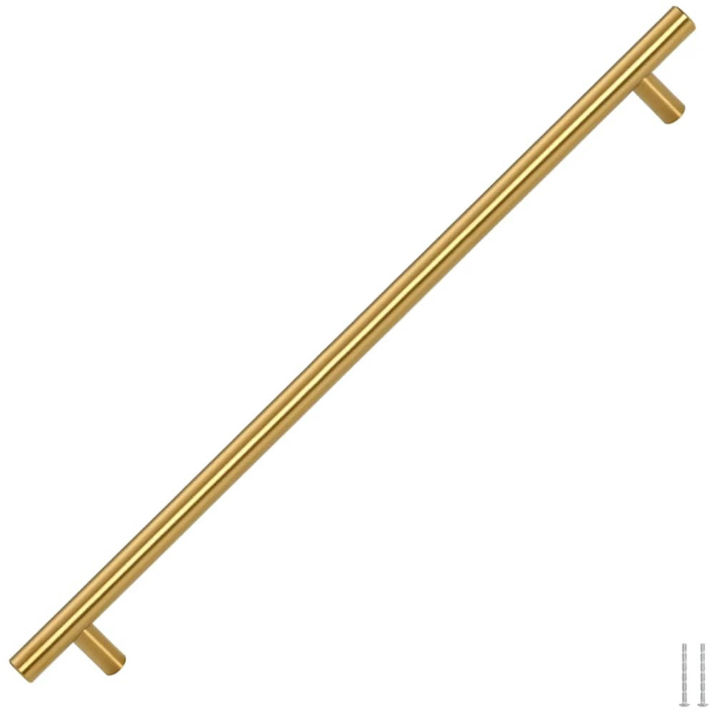 Wallplus Gold Stainless Steel Medium T-Shaped Cabinet Handle 56cm 5 Pack Image 1