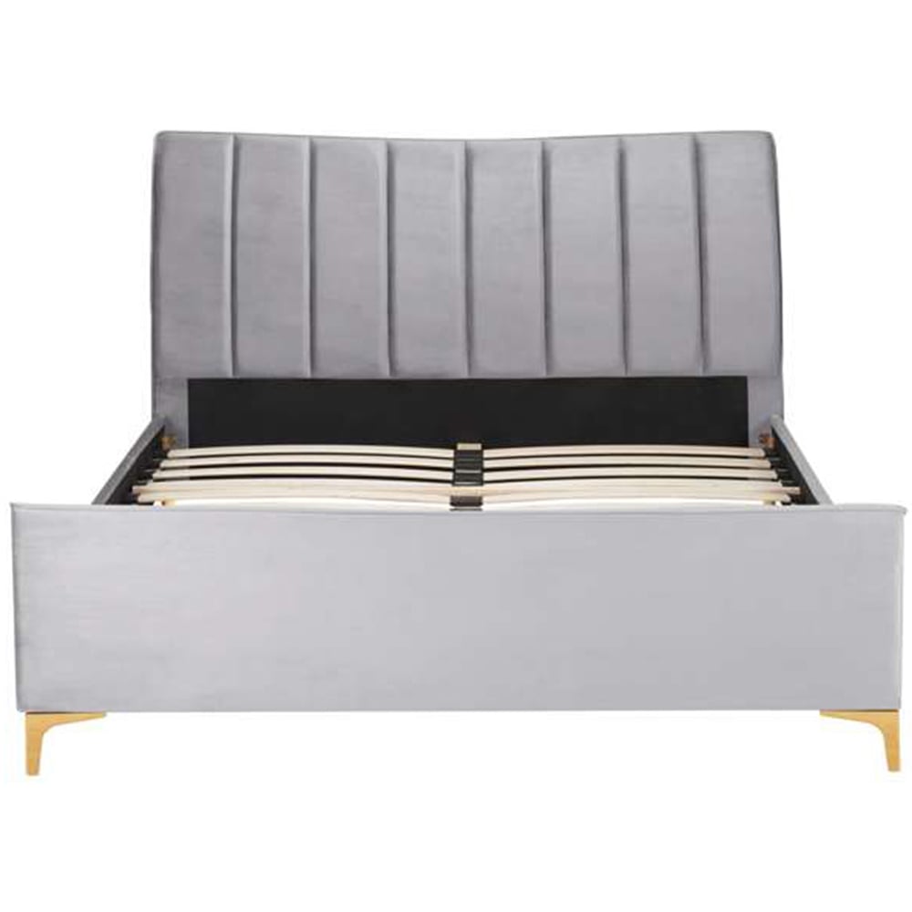 Clover Double Grey Velvet Bed Image 4