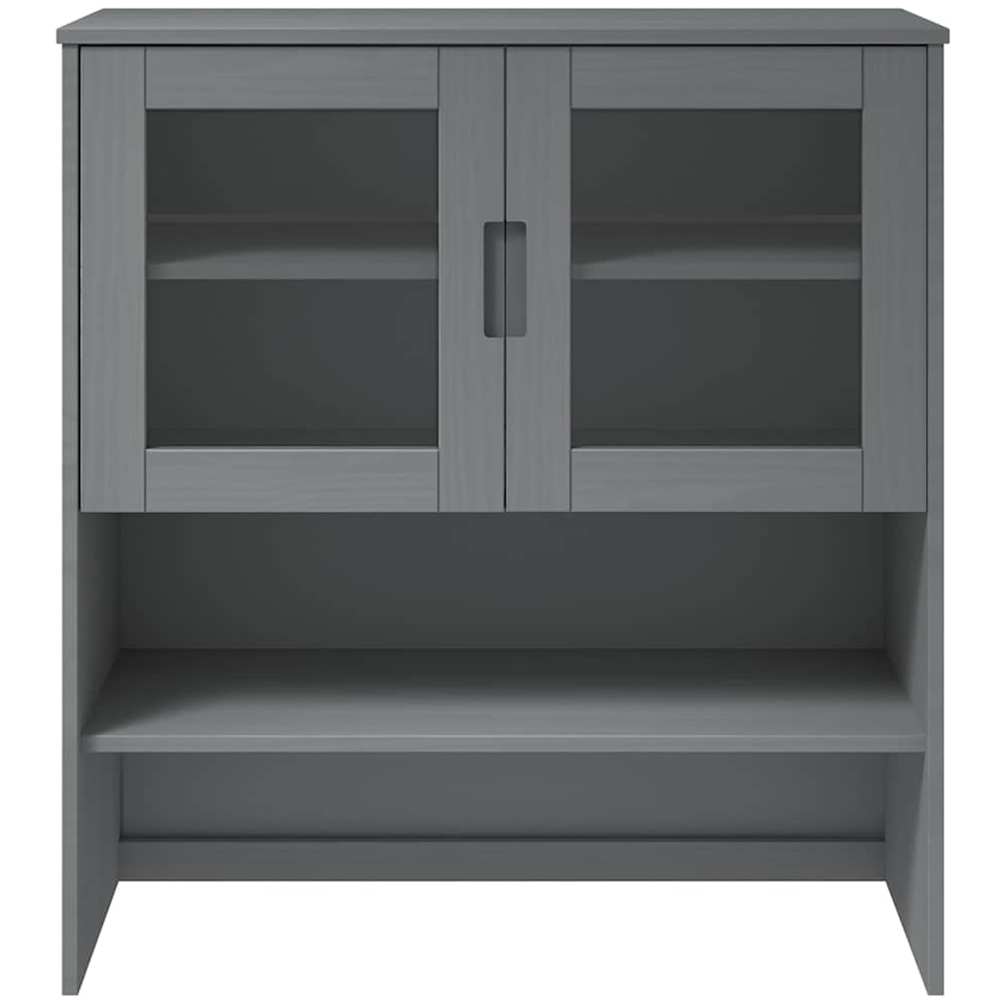 vidaXL Molde 2 Glass Door 2 Shelf Grey Solid Pine Wood Highboard Top Image 4