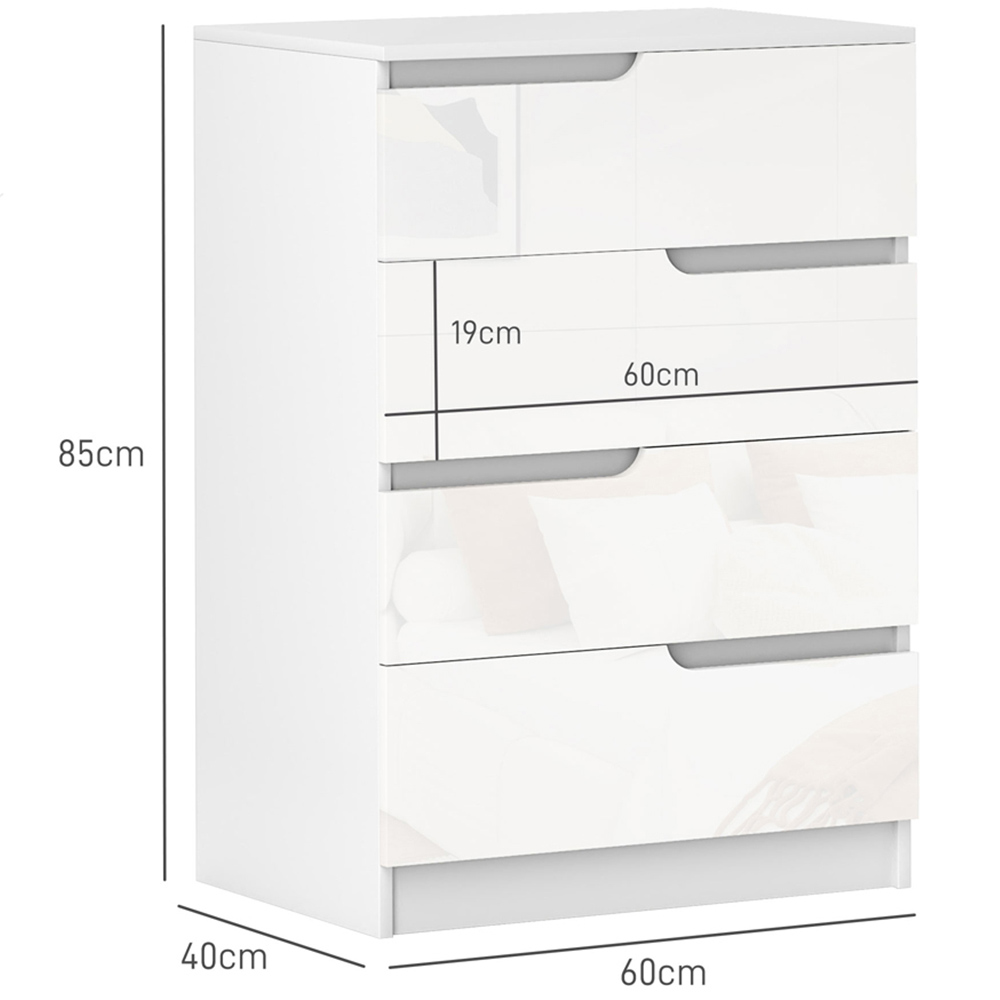 Portland 4 Drawer White Chest of Drawers Image 9
