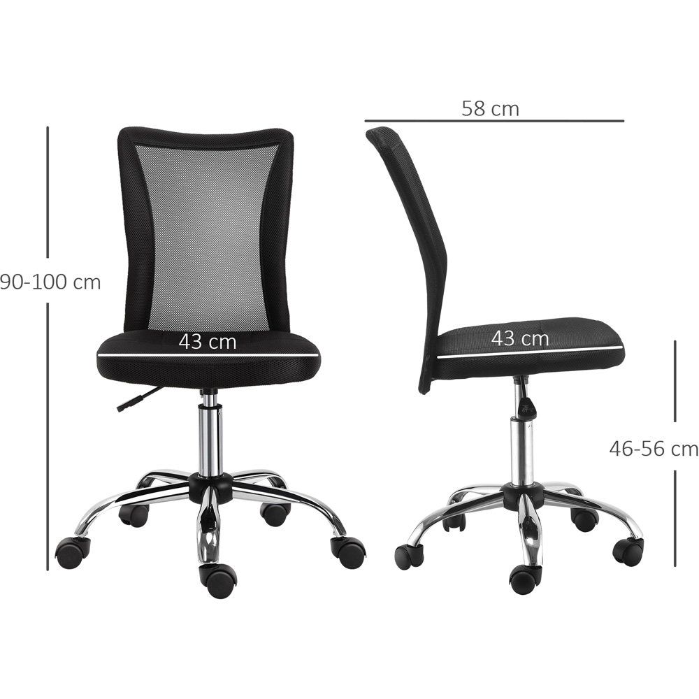 Portland Black Mesh Swivel Armless Office Chair Image 7