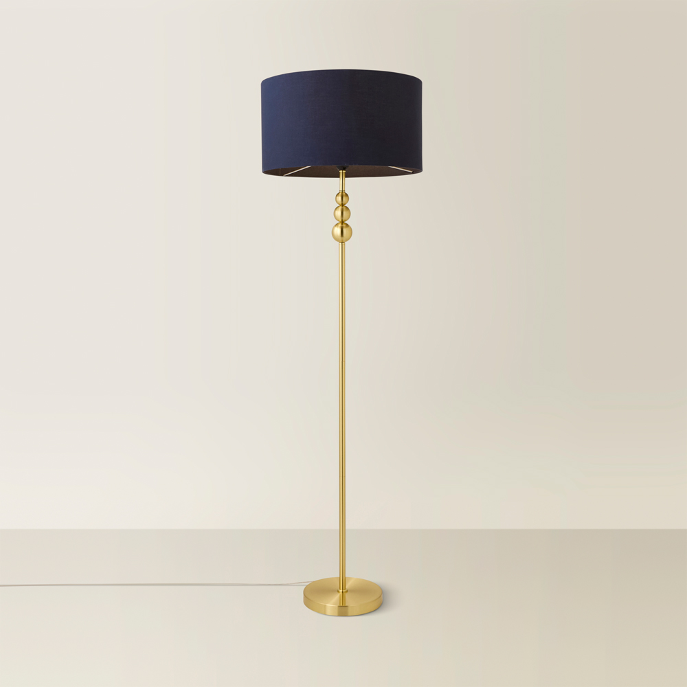 ValueLights Marissa Reni Navy Blue Shade and Gold Ball LED Floor Lamp Image 5