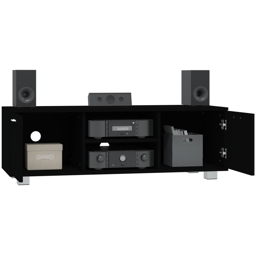 vidaXL 2 Door 2 Shelf Black TV Cabinet Image 3