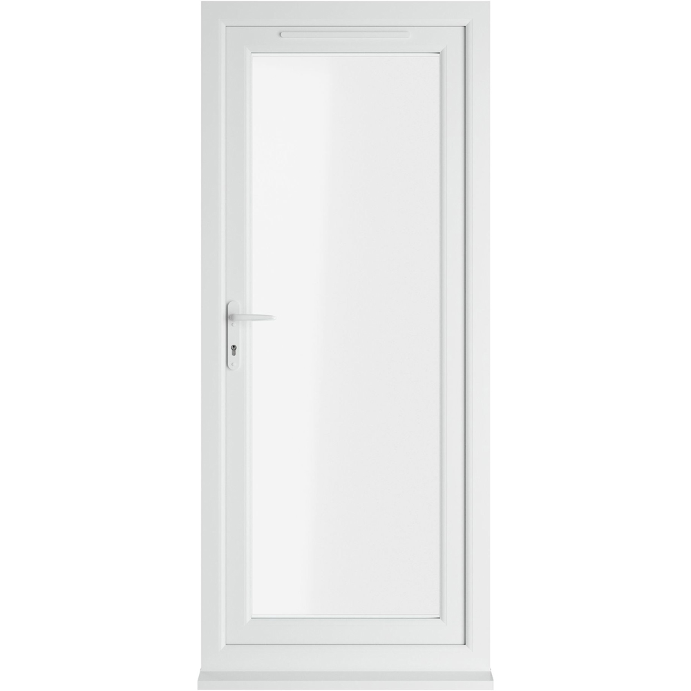 Crystal uPVC Triple Glazed Door Full Glass Right hand White Clear Glass 840x2090mm Image 1