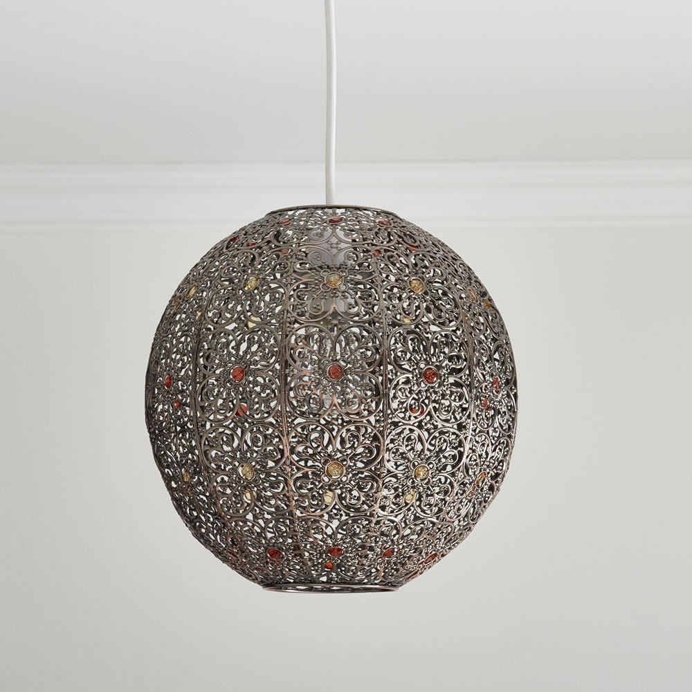 Wilko Morrocan Bronze-Effect Sphere Pendant Light Shade Image 1