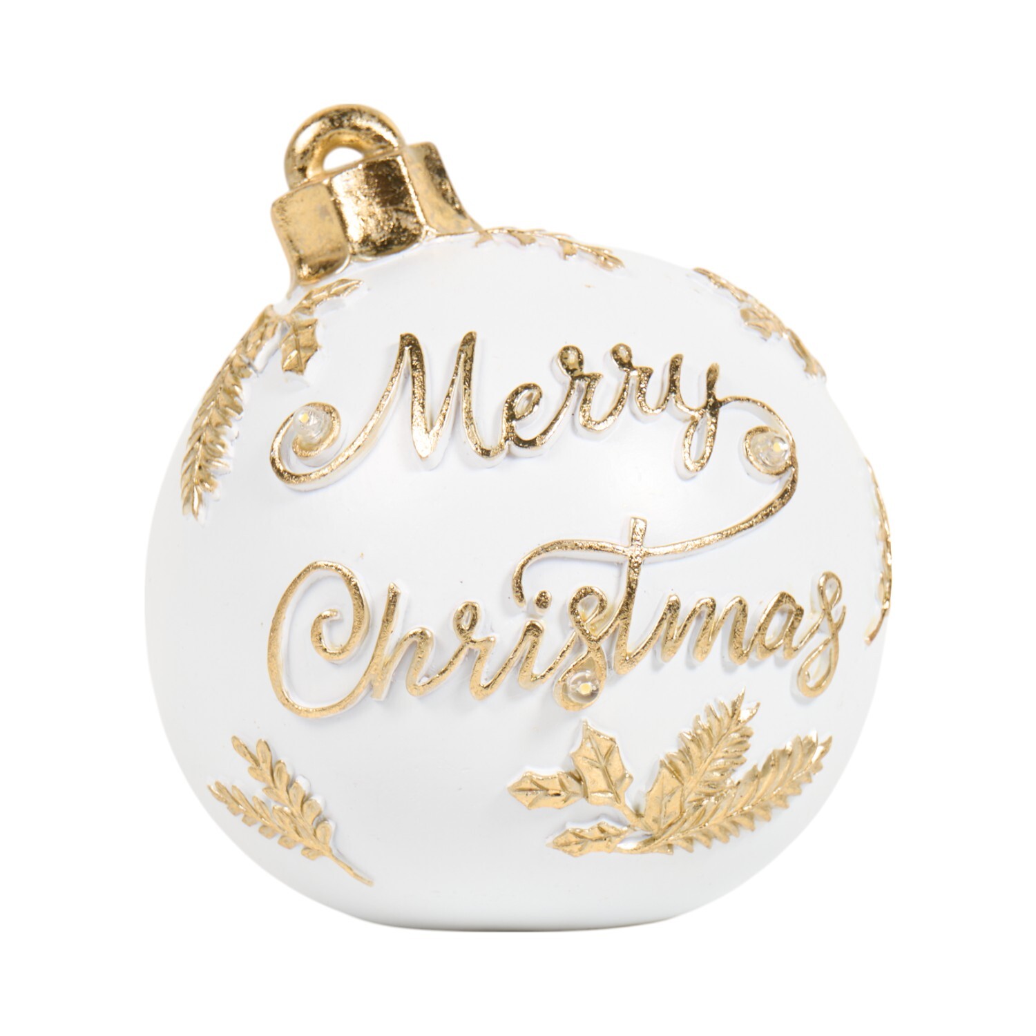 LED White and Gold Bauble Ornament Image 3
