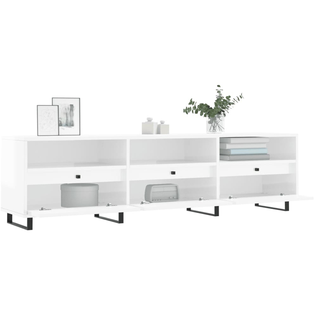 vidaXL 3 Door 3 Shelf High Gloss White TV Cabinet Image 4