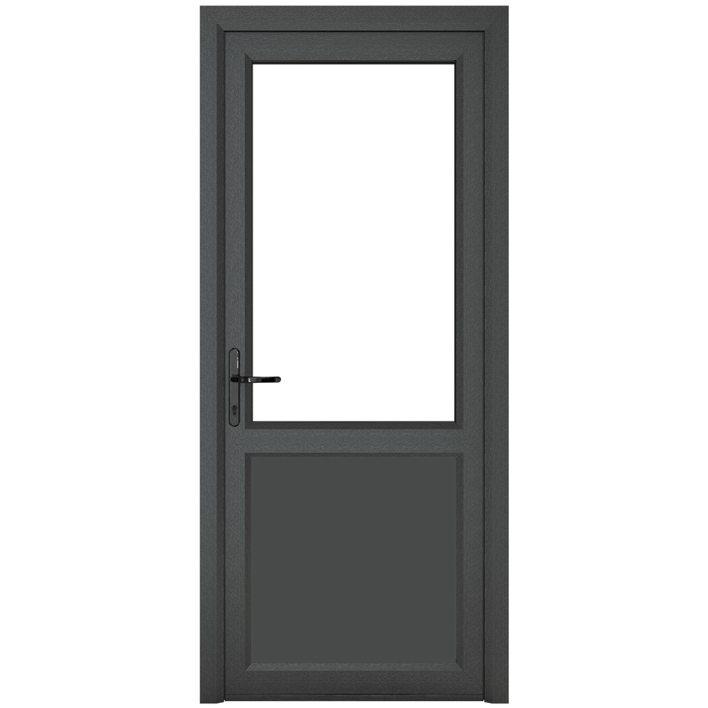 Crystal uPVC Triple Glazed Door Half Glass Half panel Right hand Grey White Clear Glass 920x2090mm Image 1
