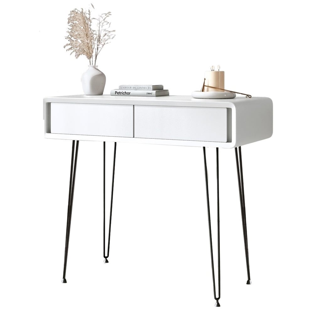 CARME Home Piper 2 Drawers White and Black Dressing Table Image 2