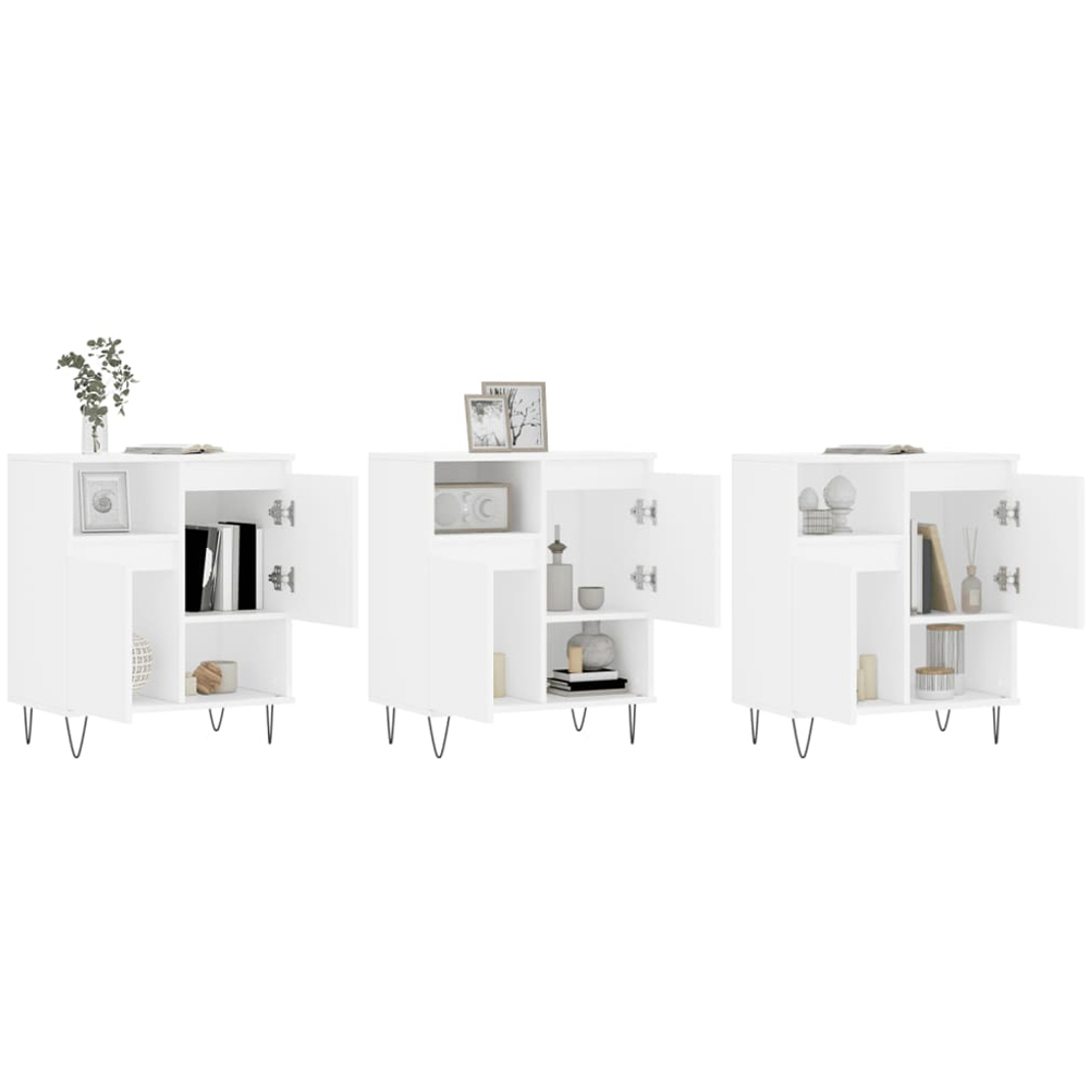 vidaXL 2 Door 2 Shelf White Sideboard Set of 3 Image 3