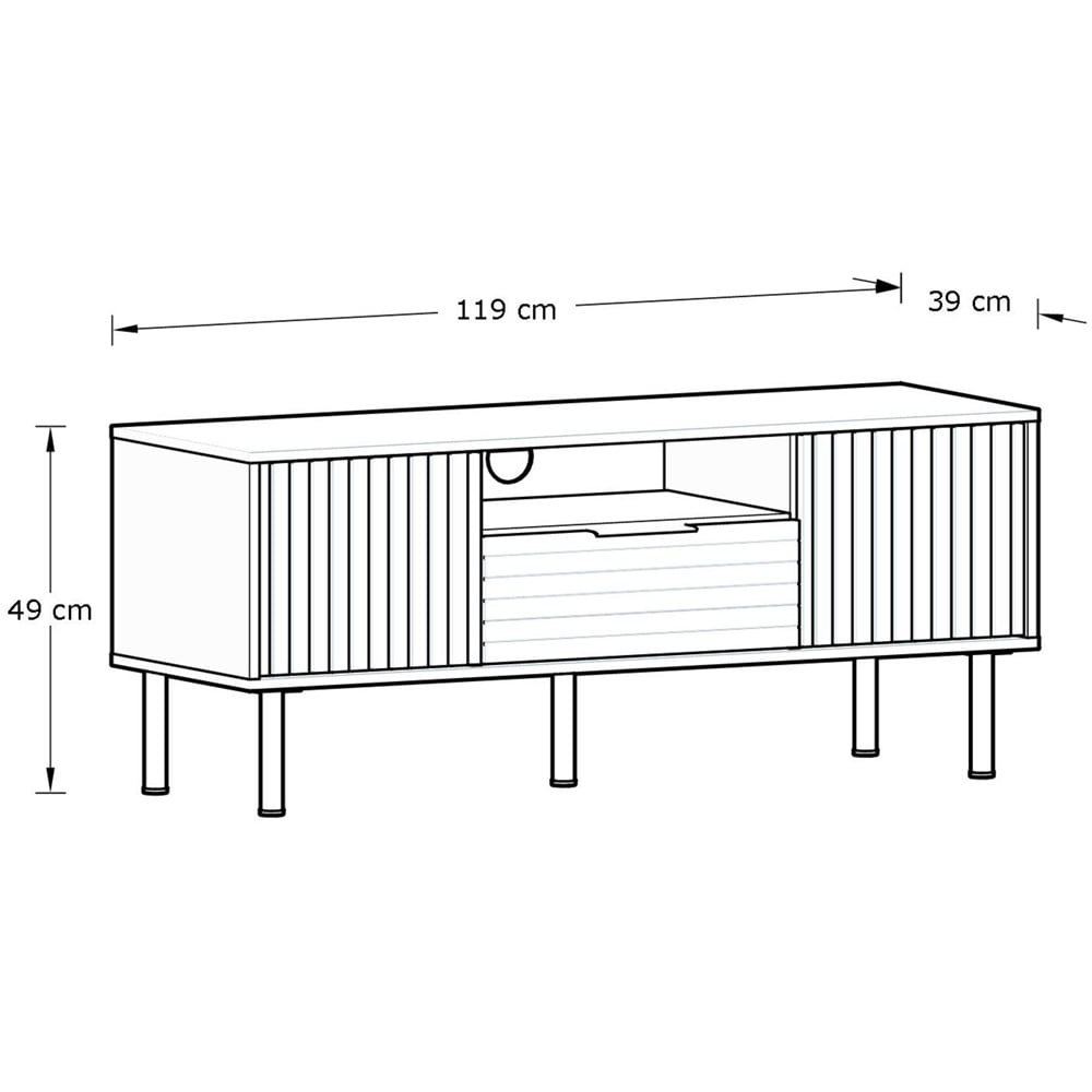 GFW Nervata 2 Door Single Drawer Black TV Unit Image 8