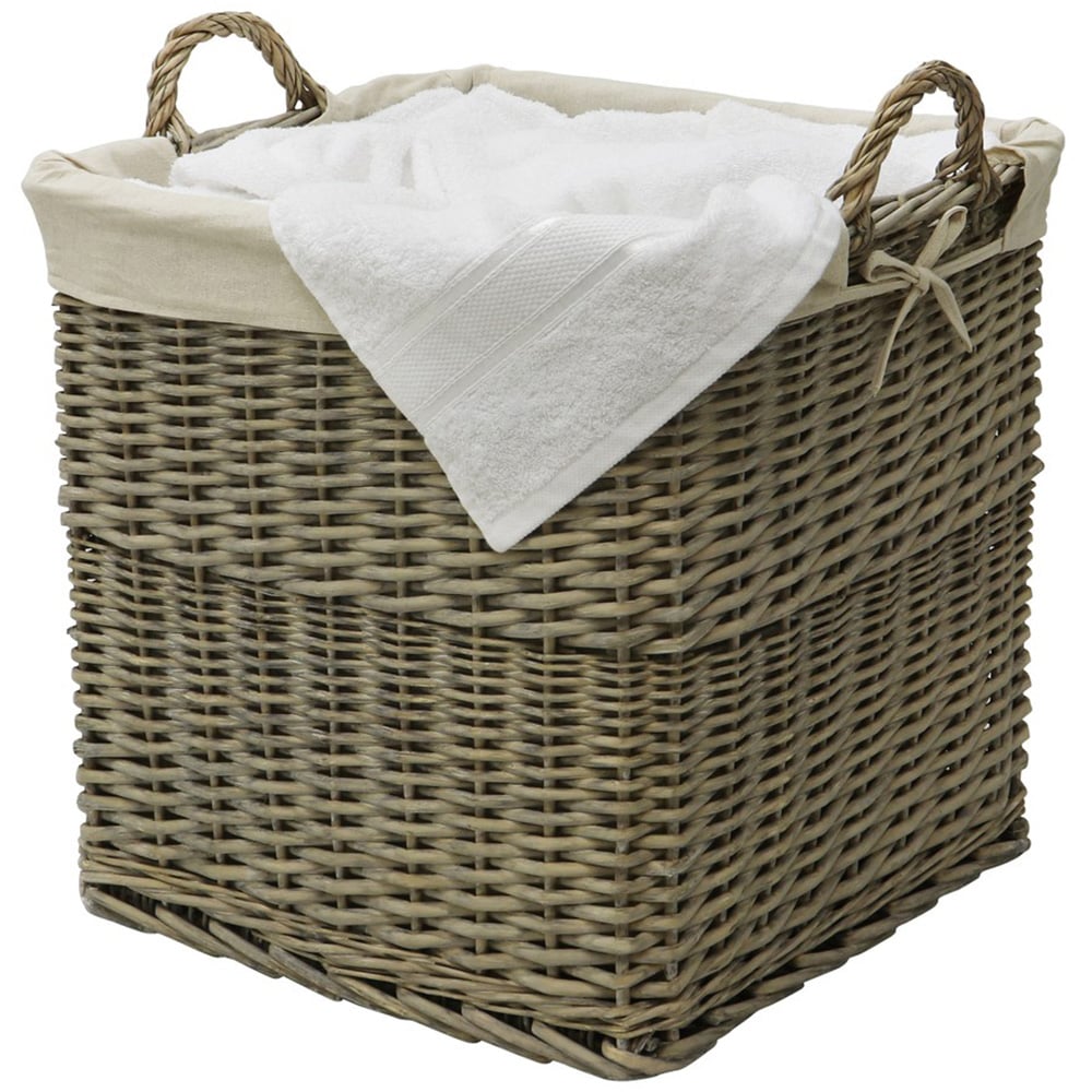 JVL Willow Antique Wash Log Basket with Liner Image 2