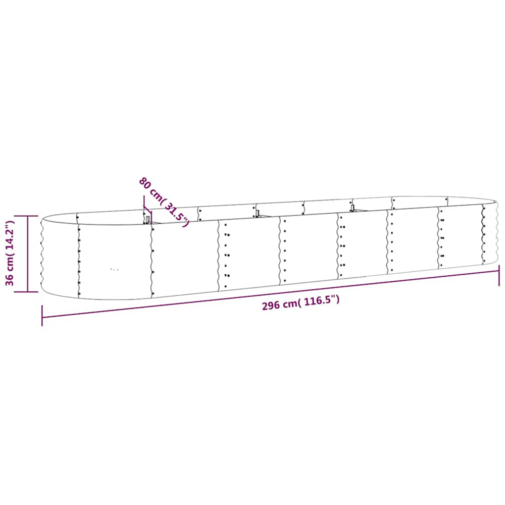 vidaXL Anthracite Galvanised Steel Raised Garden Bed 36 x 80 x 296cm Image 5