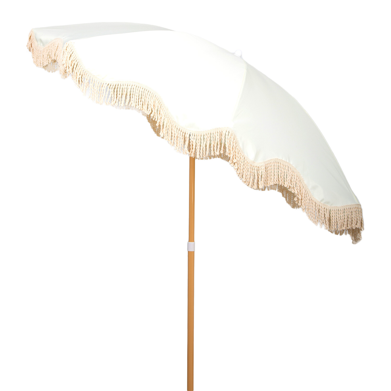 Cream Beach Umbrella with Tassels 1.7m Image 3