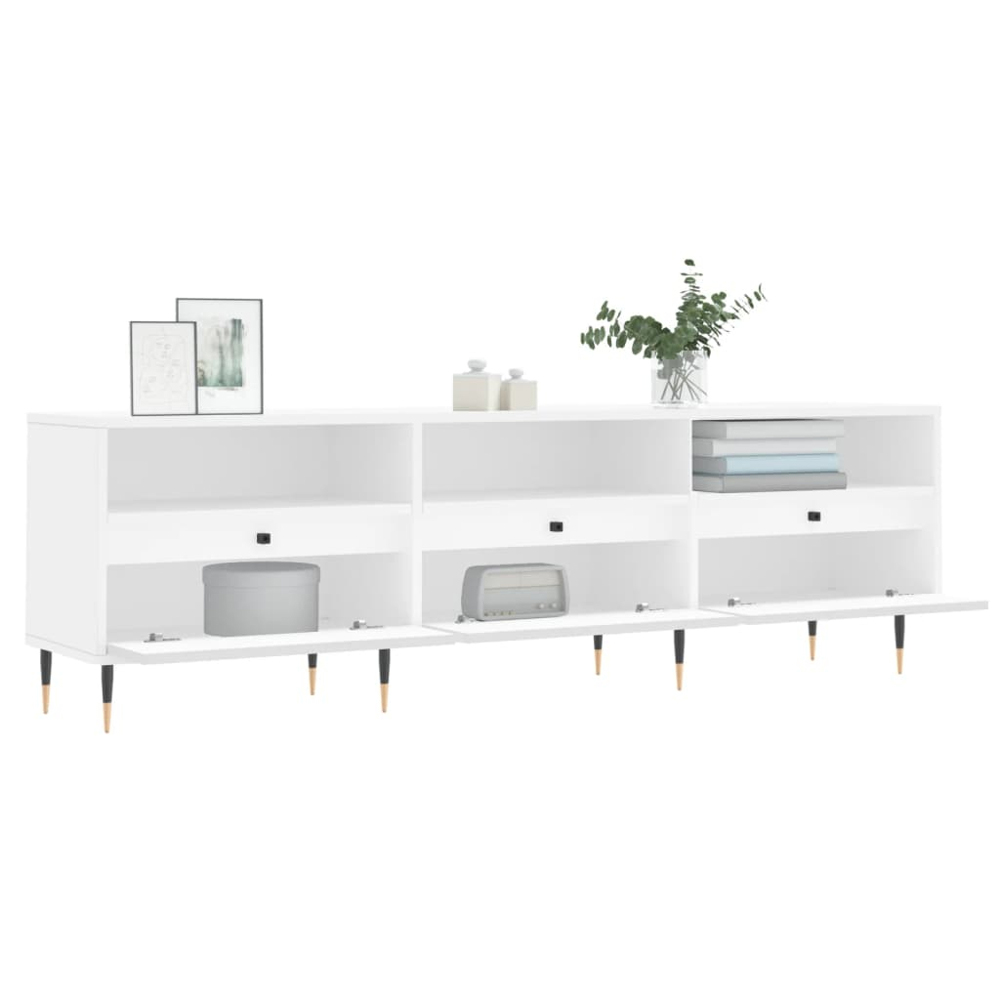 vidaXL 3 Door 3 Shelf White TV Cabinet Image 4