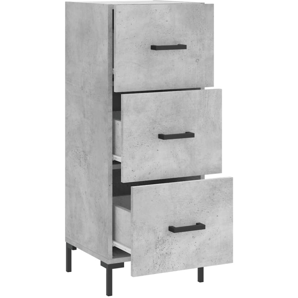 vidaXL 3 Drawer Concrete Grey Wooden Sideboard Image 5