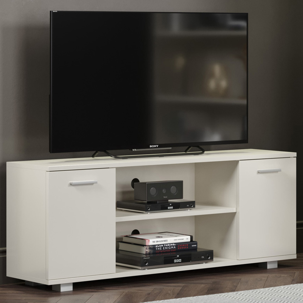 Lido 2 Door 2 Shelf White High Gloss Widescreen TV Unit Image 1