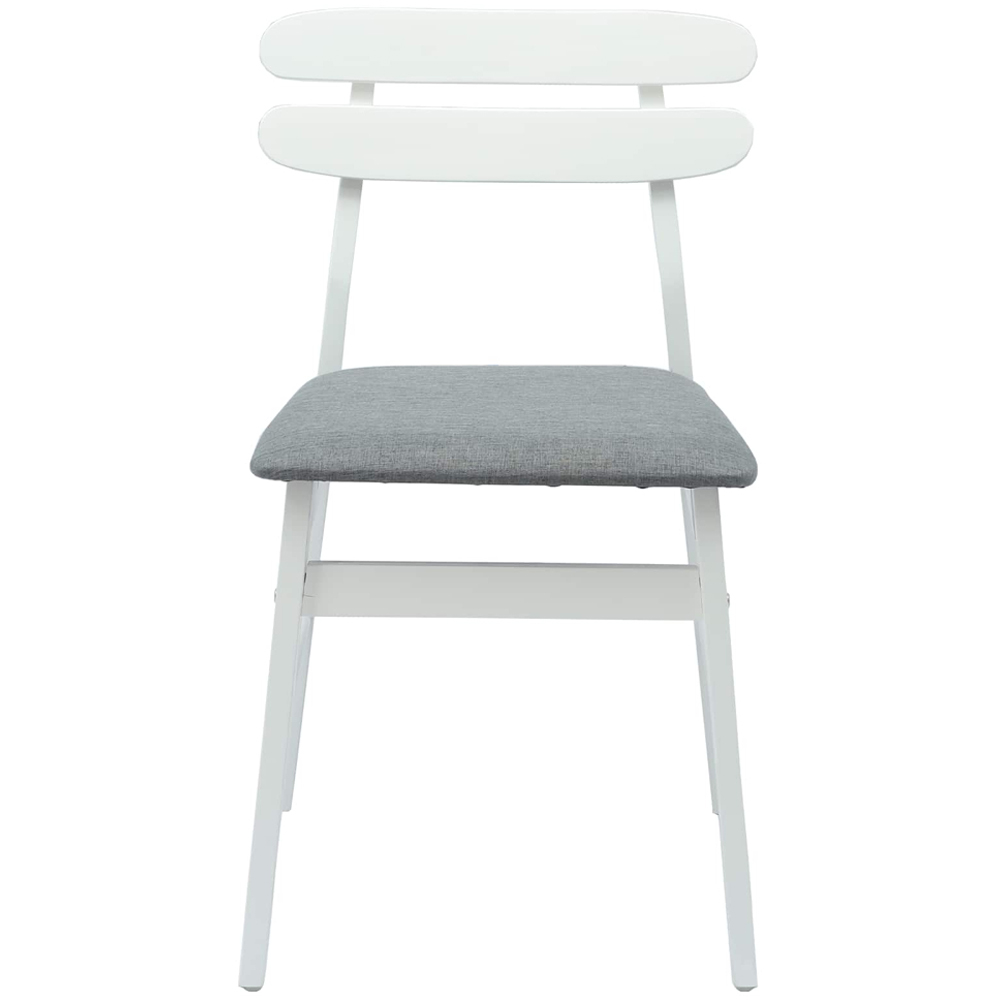 vidaXL Set of 2 White and Grey Rubberwood Rectilinear Vintage Dining Chairs Image 3