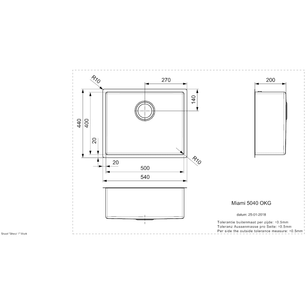 Reginox Miami Copper Square Sink 500 x 400mm Image 4
