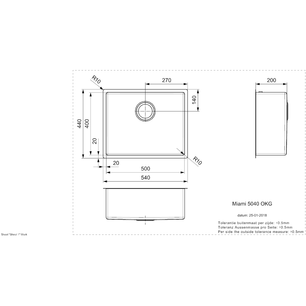 Reginox Miami Gold Square Sink 500 x 400mm Image 4