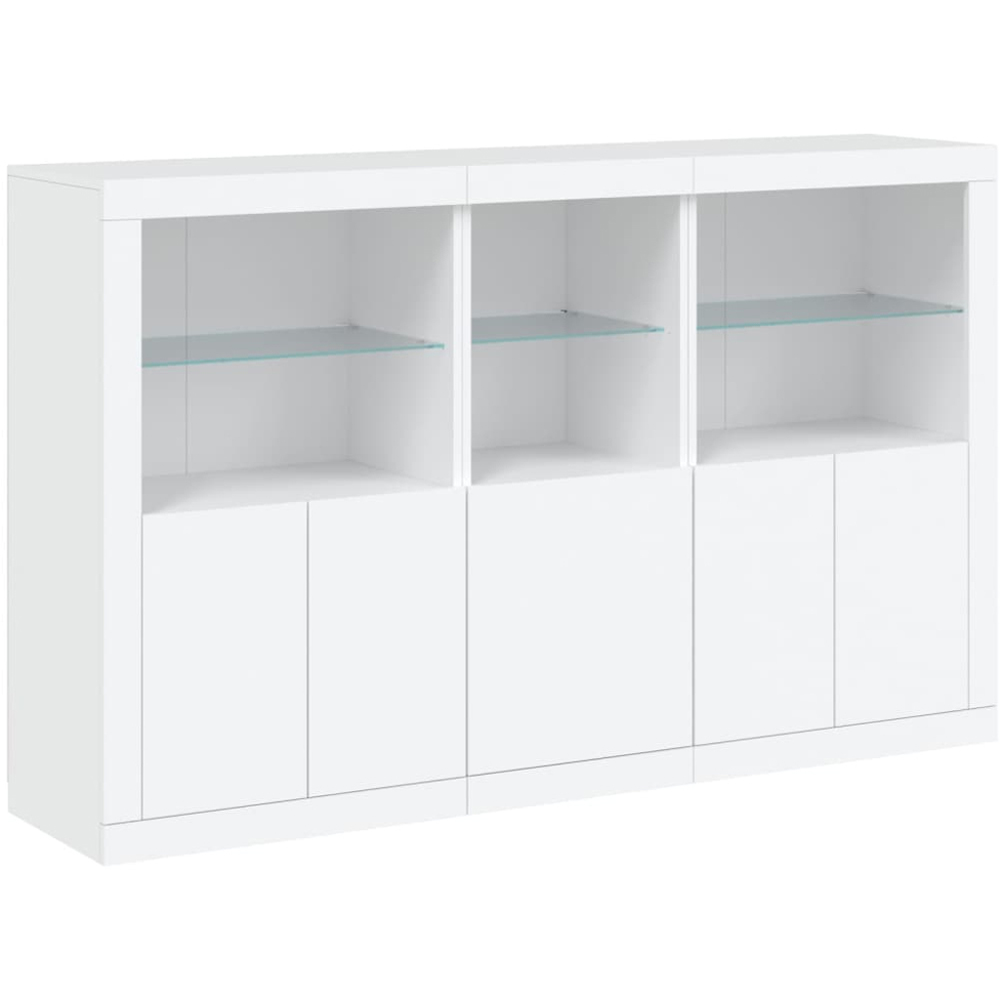 vidaXL 4 Door 3 Shelf White LED Sideboard Image 2