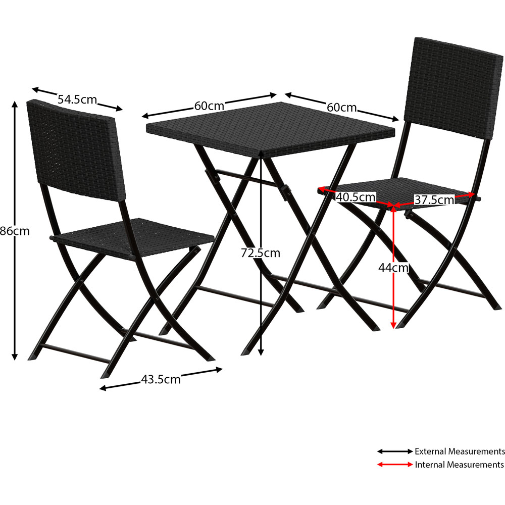 Garden Vida Capri Rattan Effect 2 Seater Bistro Set Black Image 9