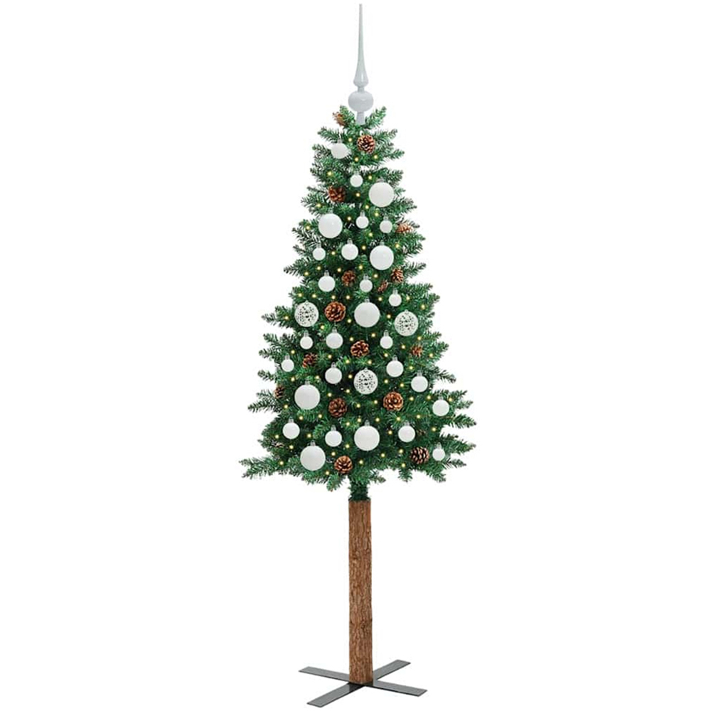 vidaXL Green Artificial Christmas Tree with Pinecones LEDs White Decoration Ornaments 5ft Image 1