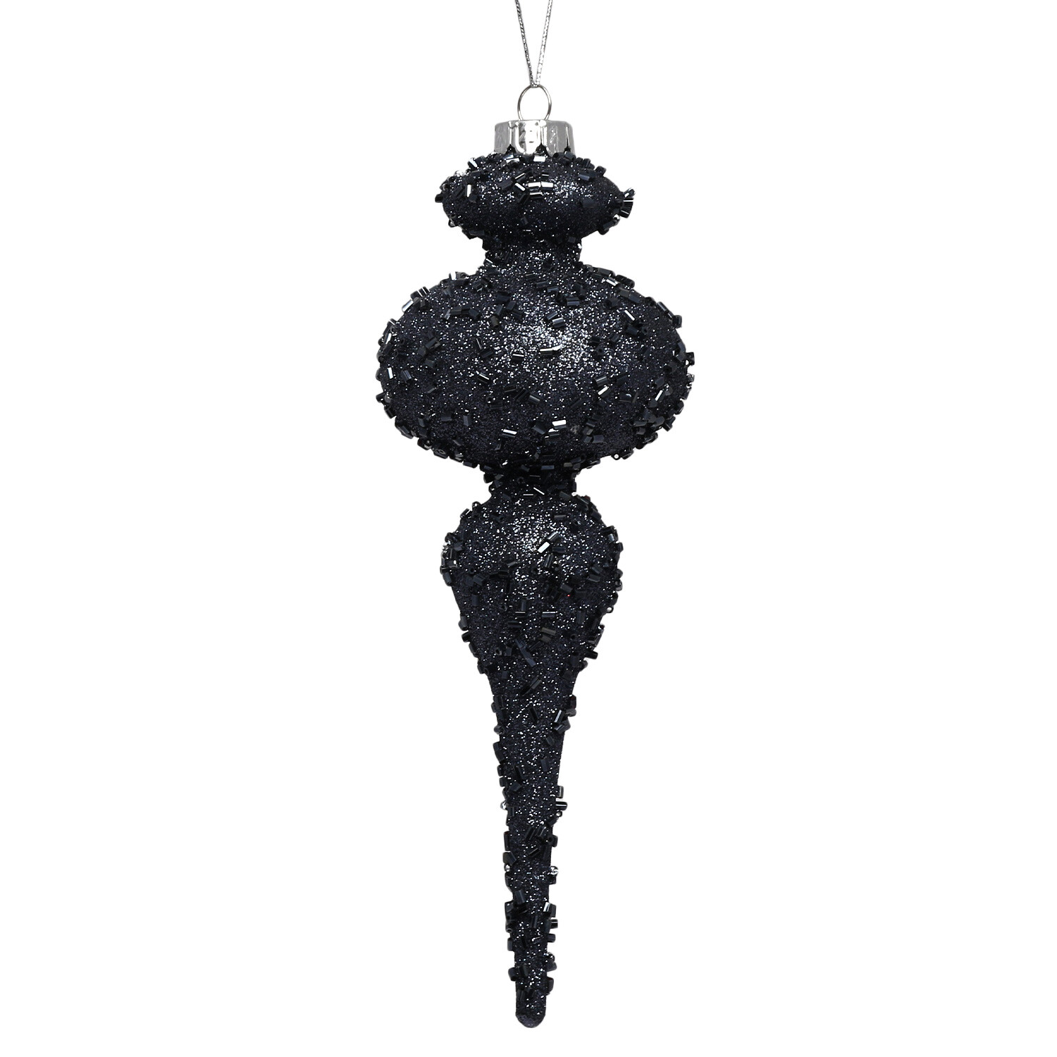 Midnight Fantasy Navy Pointed Glitter Bead Bauble Image