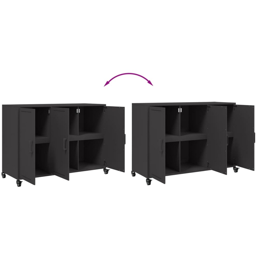 vidaXL 3 Door Black Metal Sideboard Image 9