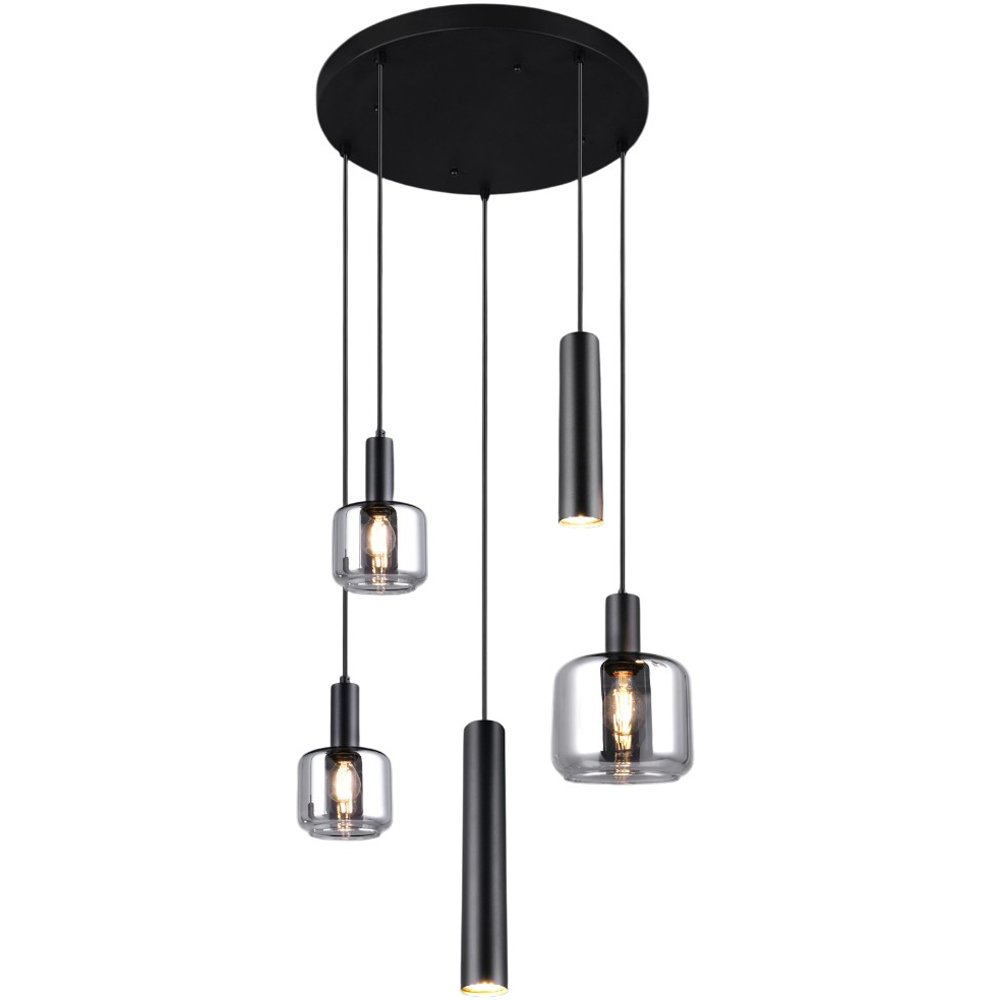 TRIO Mataro 5 Light Matt Black Ceiling Pendant Light Image 1