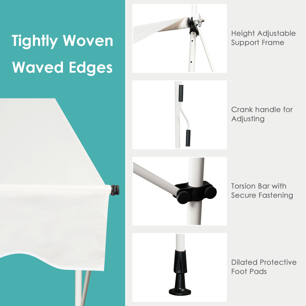 Costway Beige Telescopic Retractable Awning 4 x 1.8m Image 8