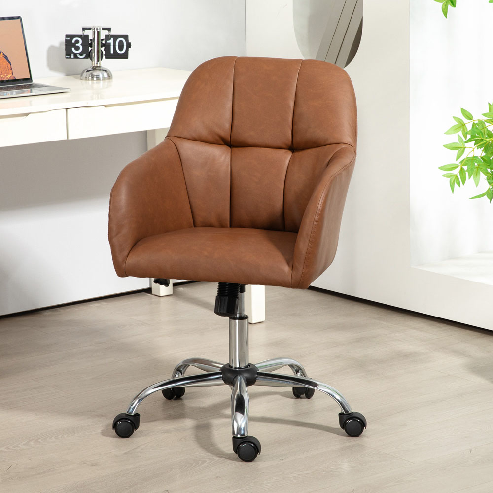 Portland Brown PU Leather Swivel Office Chair Image 4