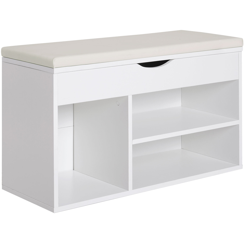 Portland White Wooden Shoe Rack with Storage Seat Image 2