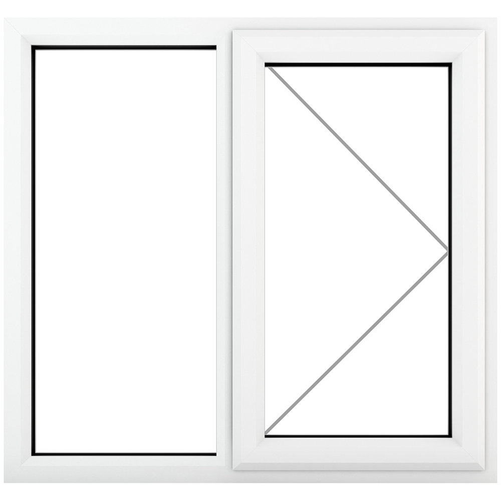 Crystal uPVC Double Glazed Window RH Side Hung Next to a Fixed White Clear Glass 1190x1040mm Image 2