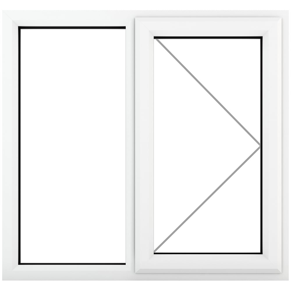 Crystal uPVC Double Glazed Window RH Side Hung Next to a Fixed White Clear Glass 905x965mm Image 2