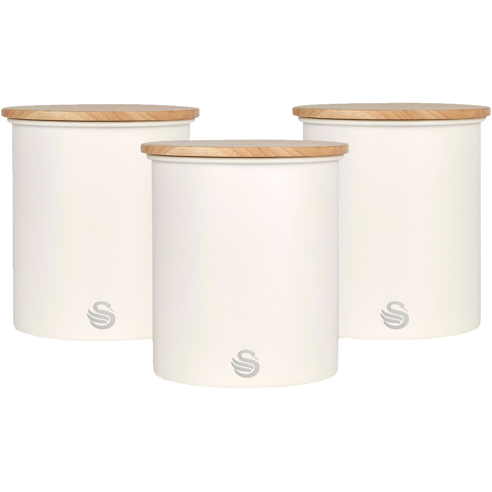 Swan 3 Piece Cotton White Canisters Image 1