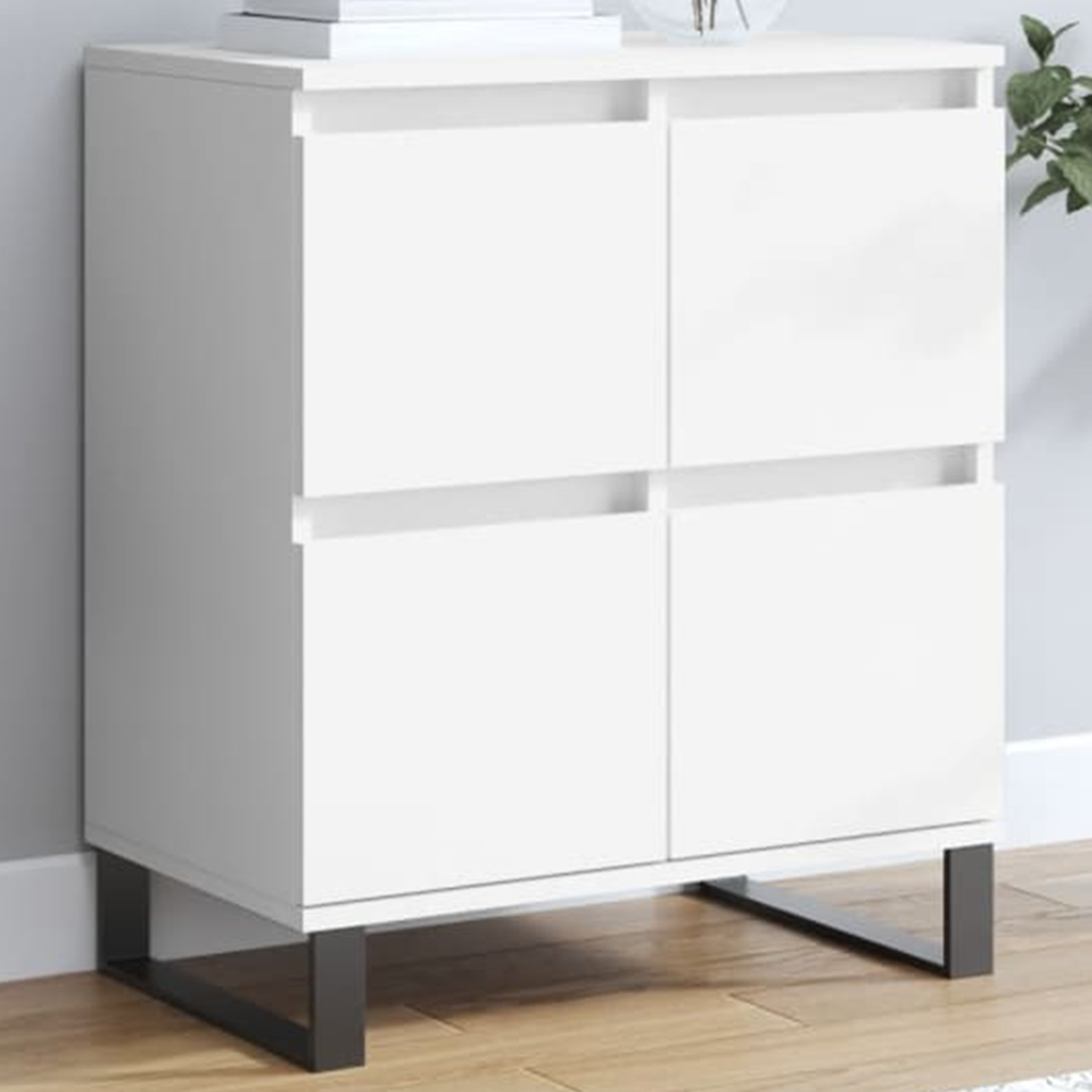 vidaXL 4 Door White Sideboard Image 1
