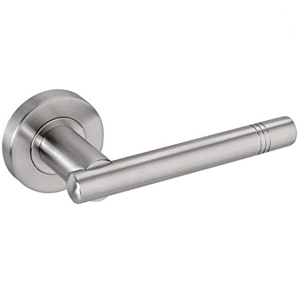 Golden Grace Brushed Satin Chrome 3 Ring Cossiama T-Bar Door Handle Set 5 Pack Image 2