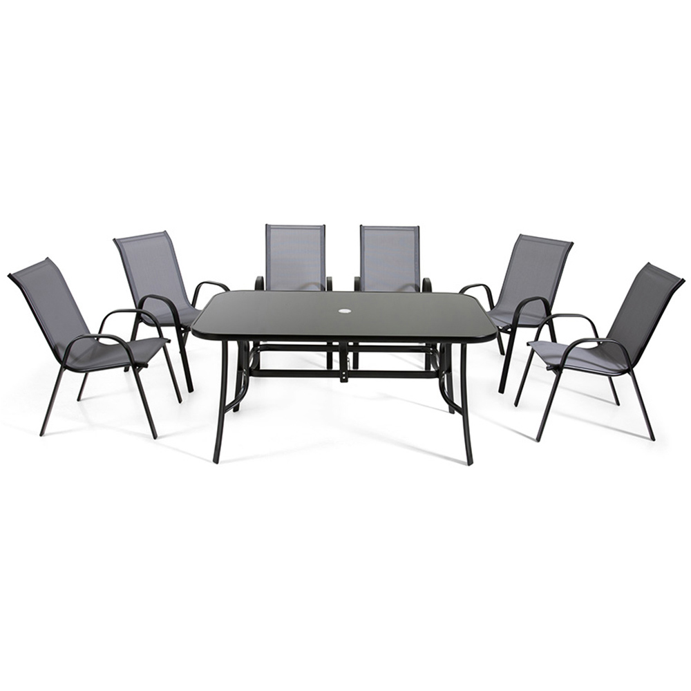 Outdoor Living Rufford 6 Seater Garden Dining Set Black and Grey Image 2