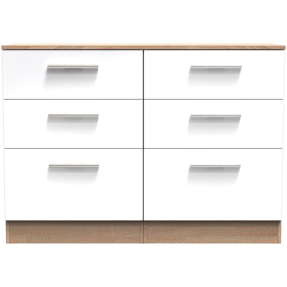 Crowndale Contrast 6 Drawer White and Bardolino Oak Midi Chest Ready Assembled Image 3