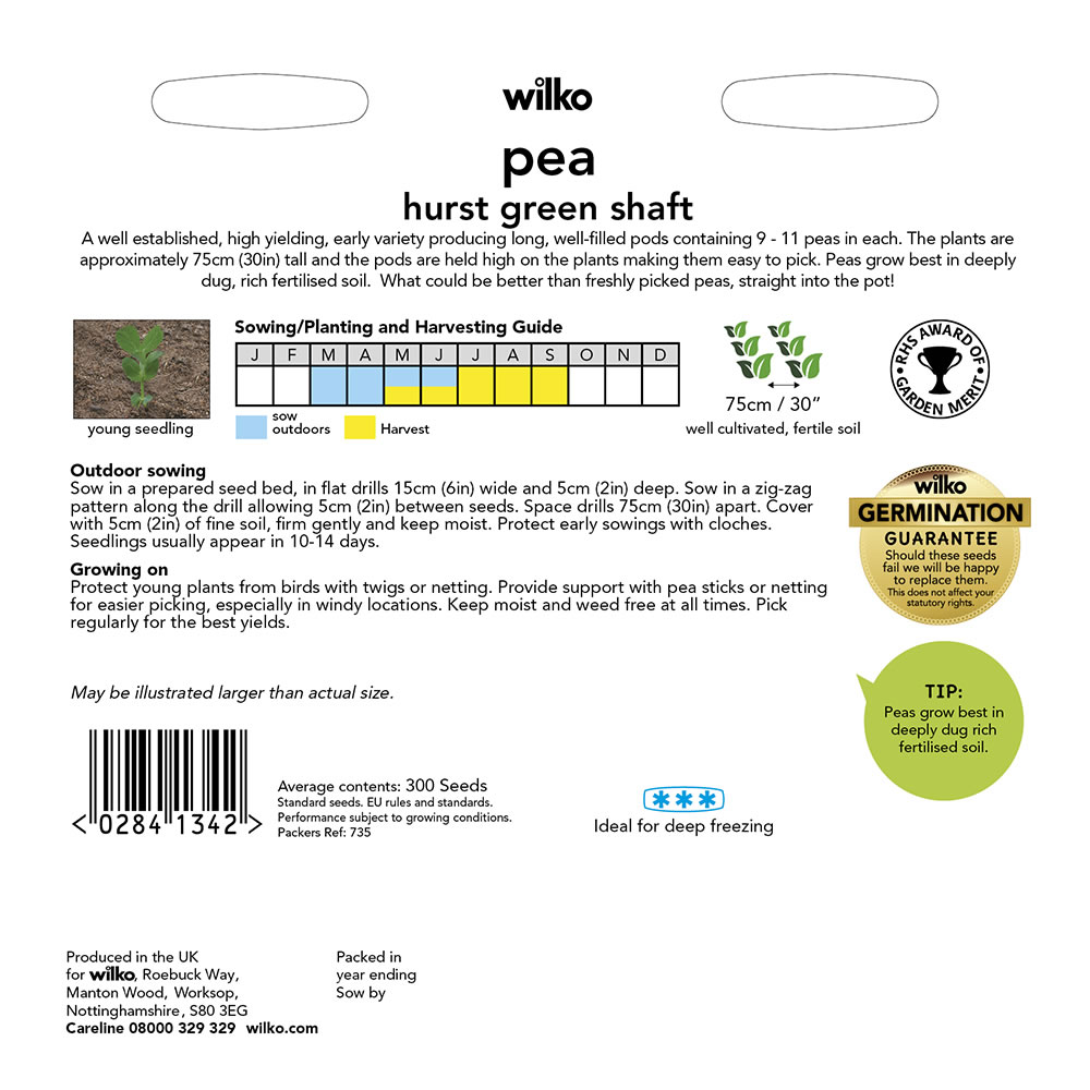 Wilko Pea Hurst Green Shaft Seeds Image 3