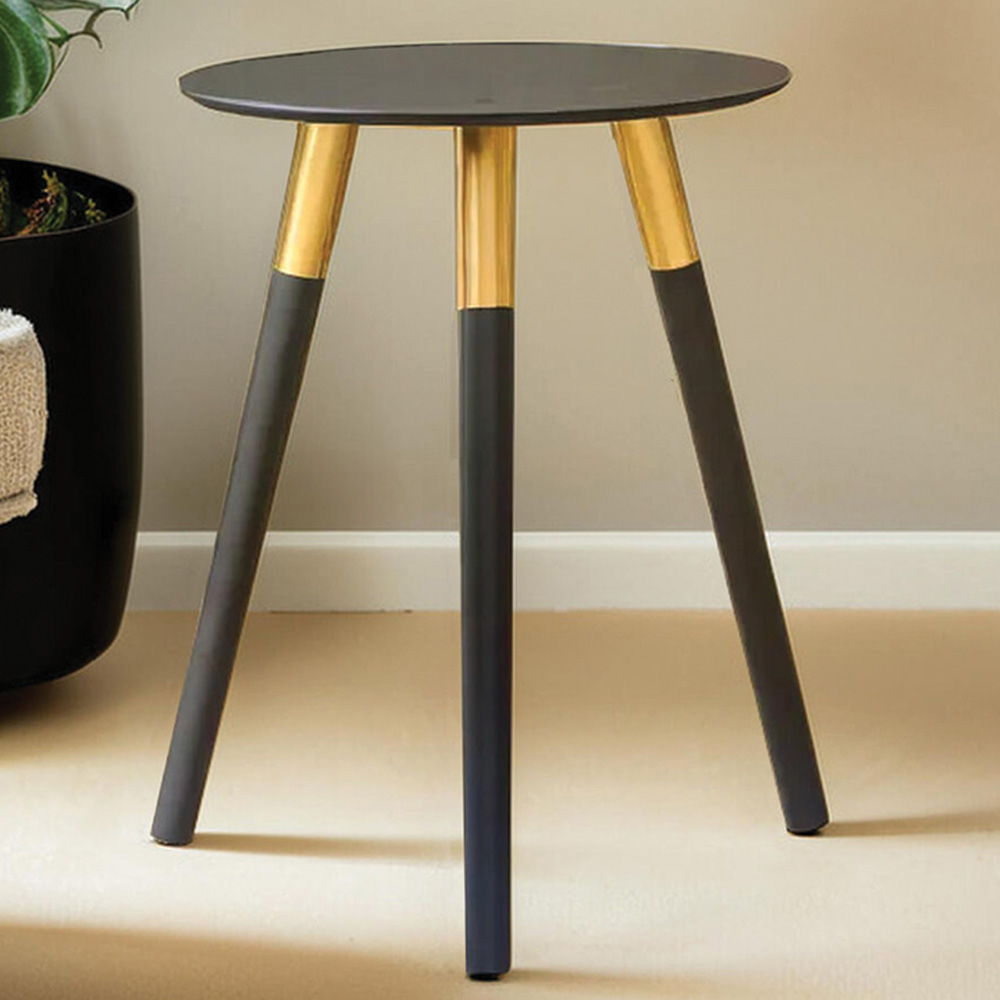 Premier Housewares Black Round Top Side Table Image 1