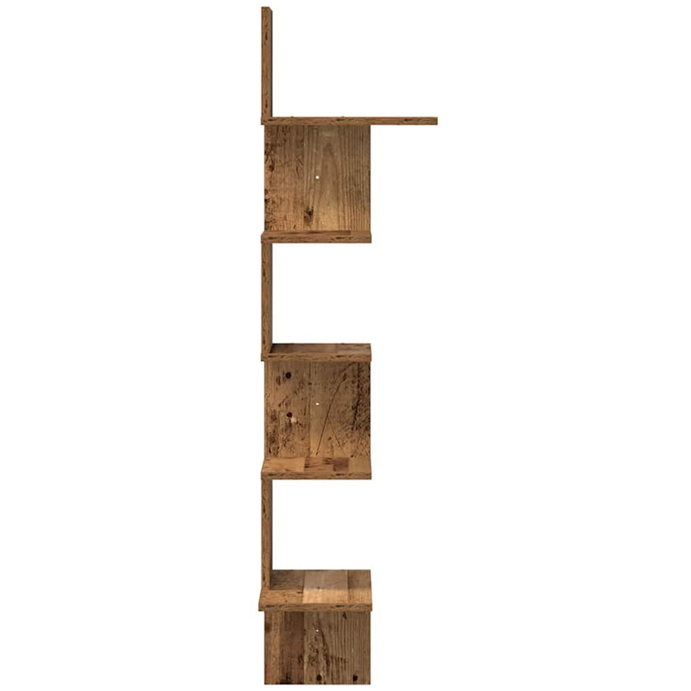 vidaXL 5 Shelf Old Wood Floating Corner Wall Shelf Image 4