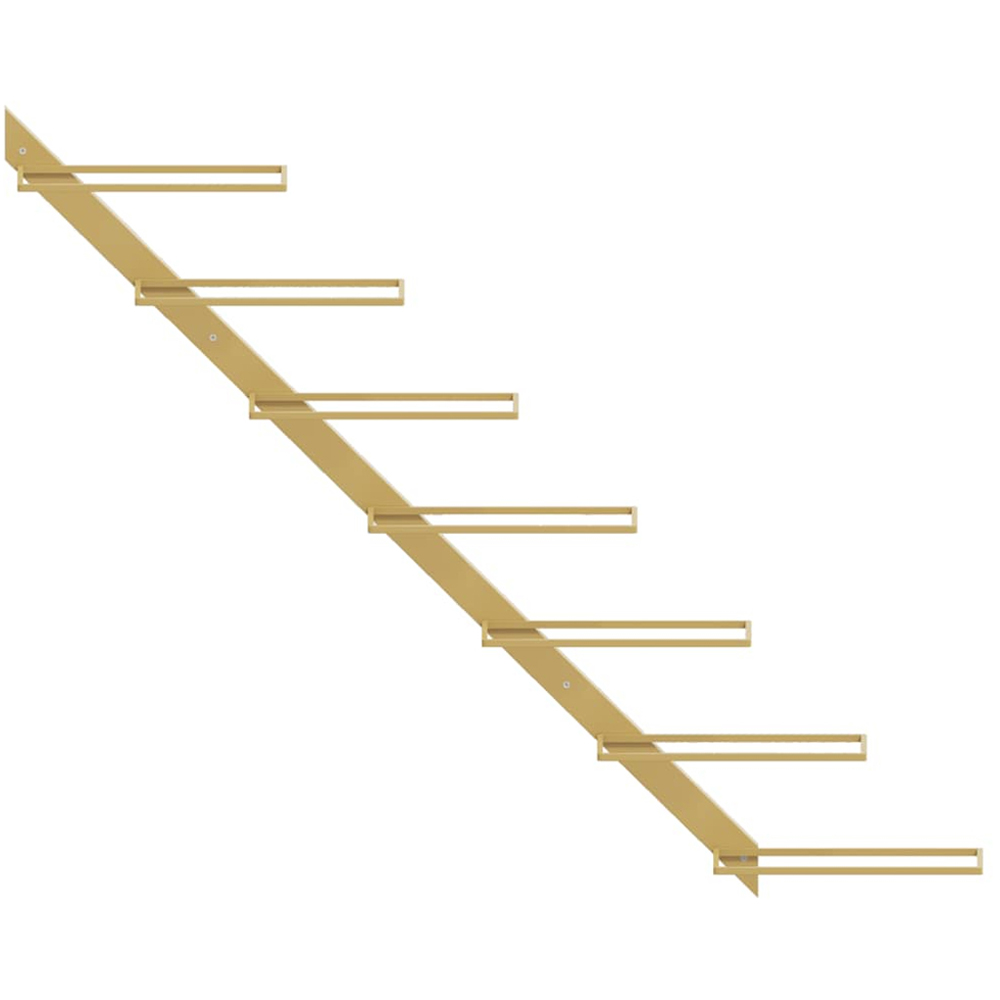 vidaXL 7 Bottle Gold Ladder Style Wall Mounted Wine Rack Image 3