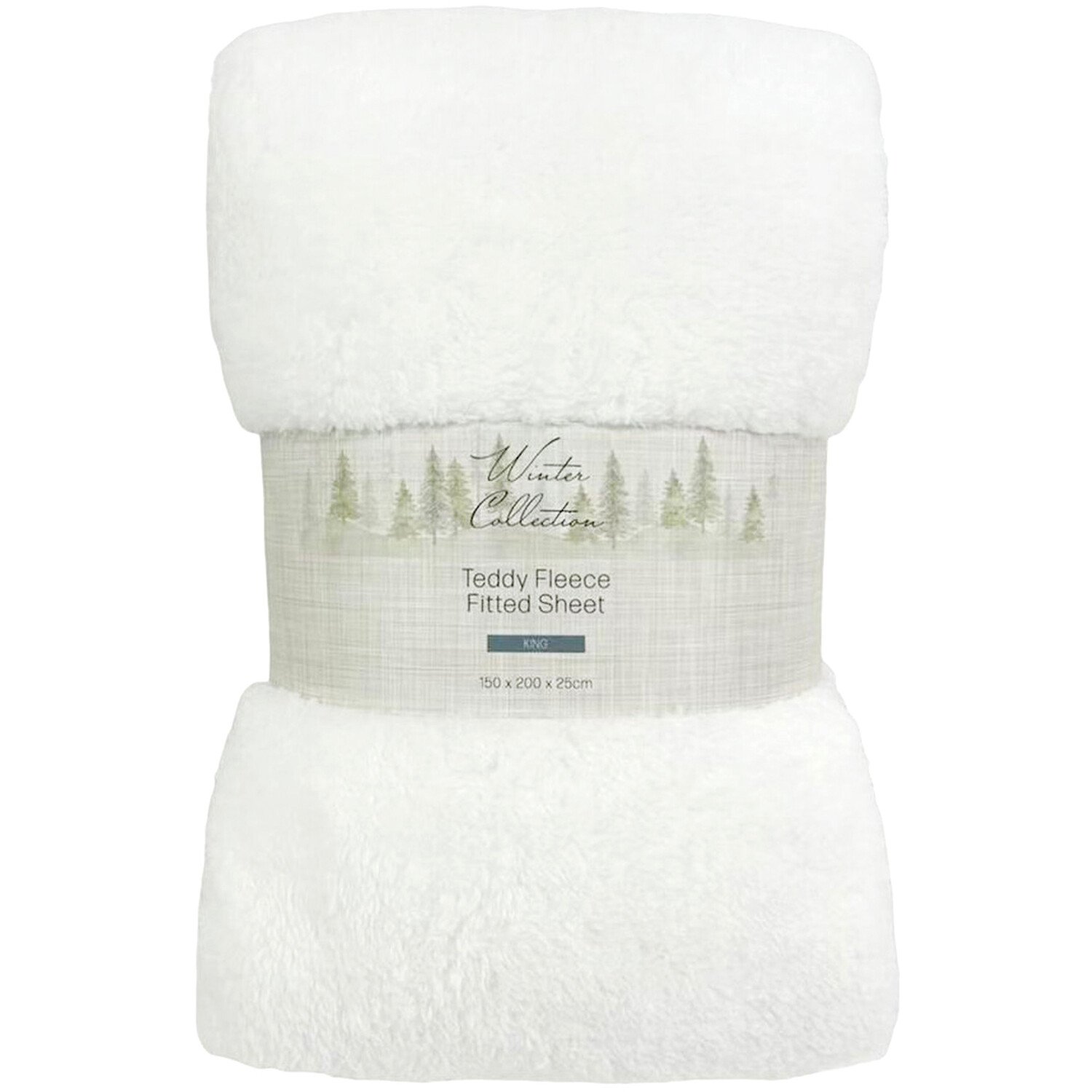 Soft Teddy Fleece Fitted Sheet White King Image