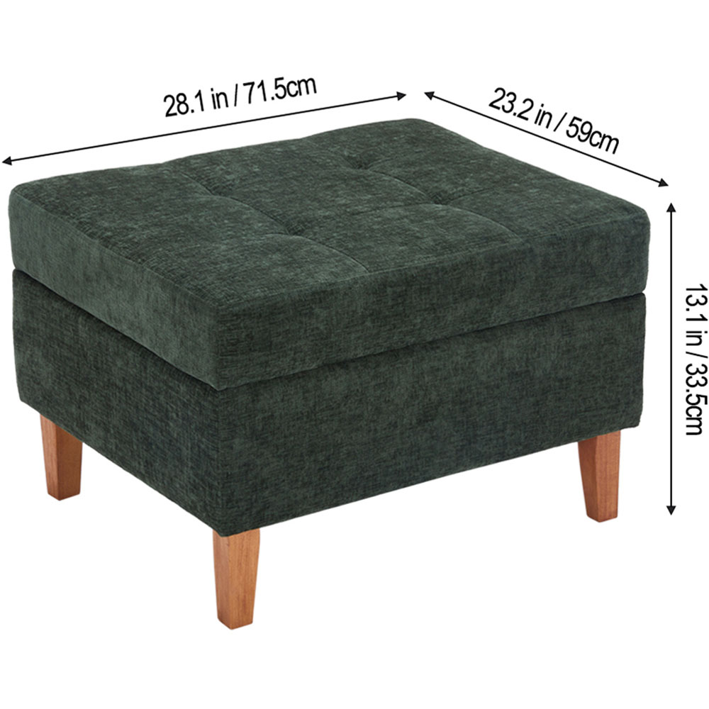 Living and Home Green Chenille Ottoman Stool Image 9