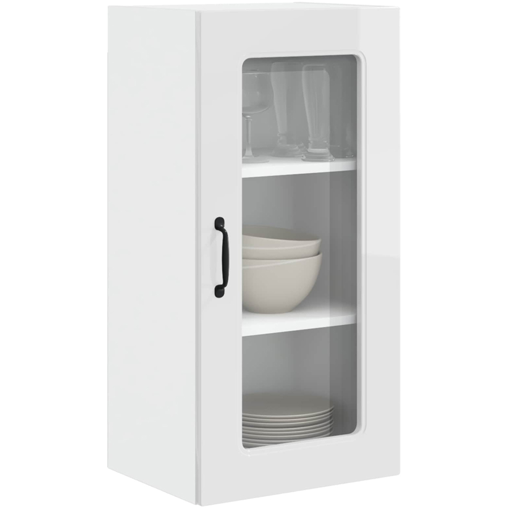 vidaXL Kalmar Single Door High Gloss White Wall Kitchen Cabinet 2 Pack Image 3