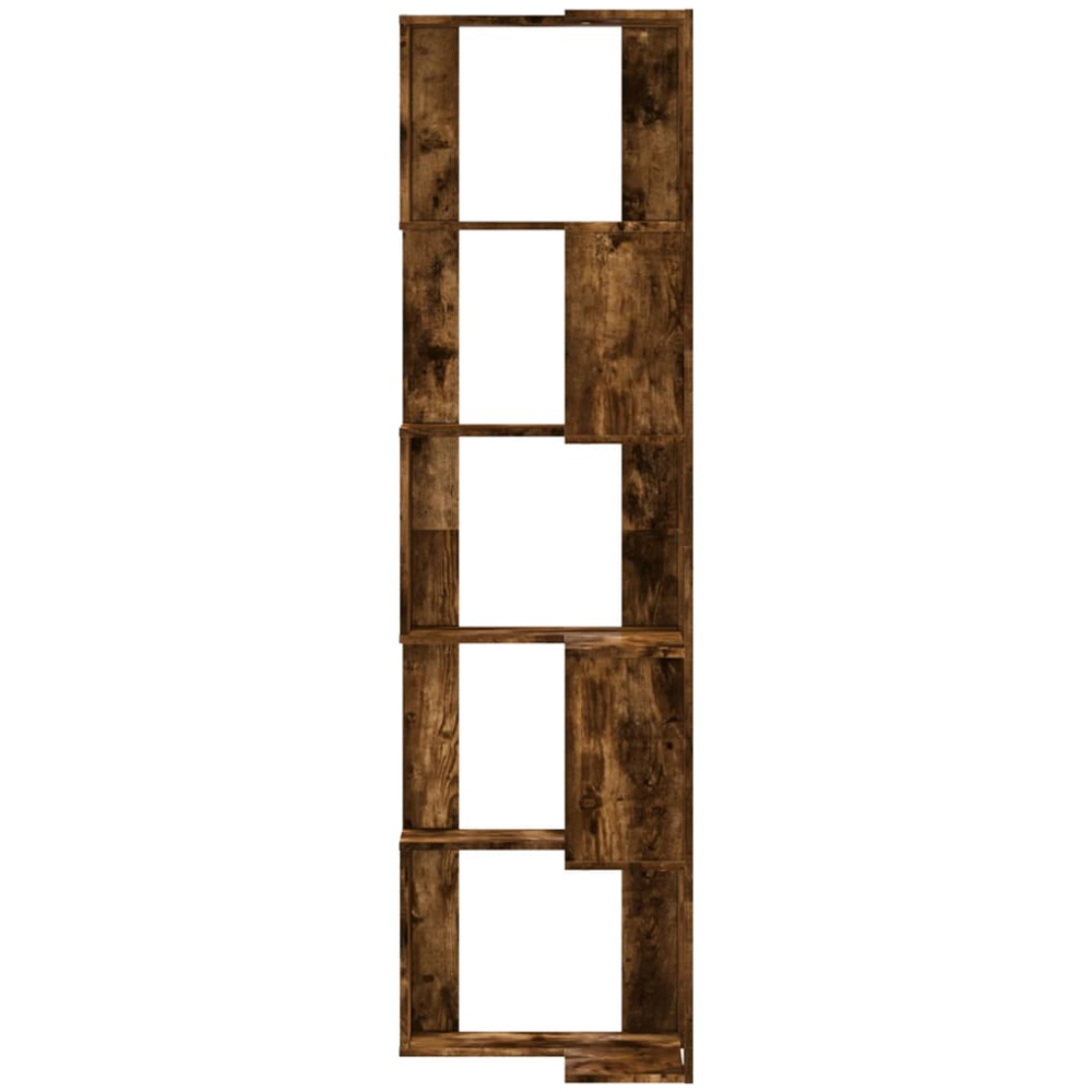 vidaXL 10 Shelf Smoked Oak Corner Bookcase Image 3