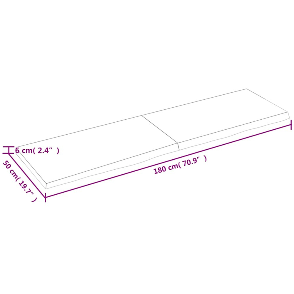 vidaXL 180cm Light Brown Treated Solid Oak Wood Floating Wall Shelf Image 8