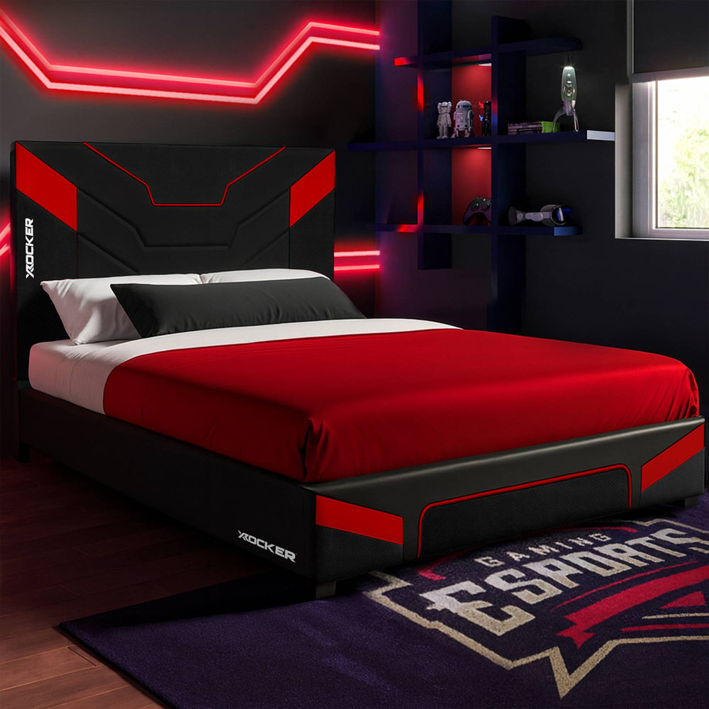 X Rocker Cerberus MKII Small Double Carbon Red Gaming Bed Image 1